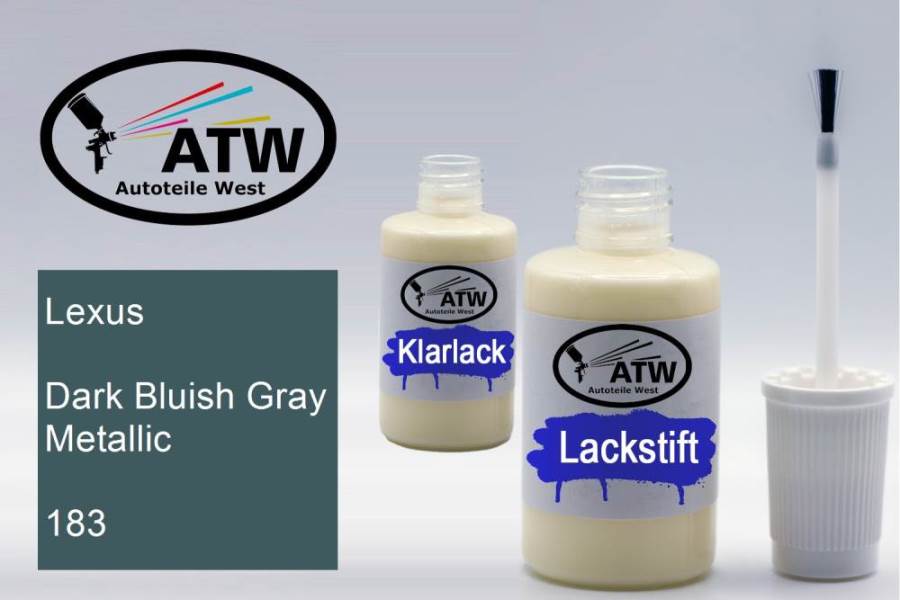 Lexus, Dark Bluish Gray Metallic, 183: 20ml Lackstift + 20ml Klarlack - Set, von ATW Autoteile West.